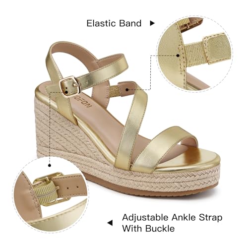 Image of TEMOFON Wedge Sandals for Women Platform: Espadrille Ankle Strap Buckle Wedge - Comfortable Dressy Summer Womens Sandals