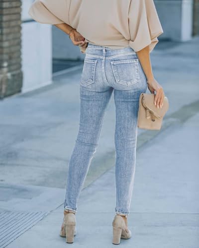 DGRPI Women's Boyfriend Skinny Jeans Ripped Distressed Stretchy Denim Pants - Image 4