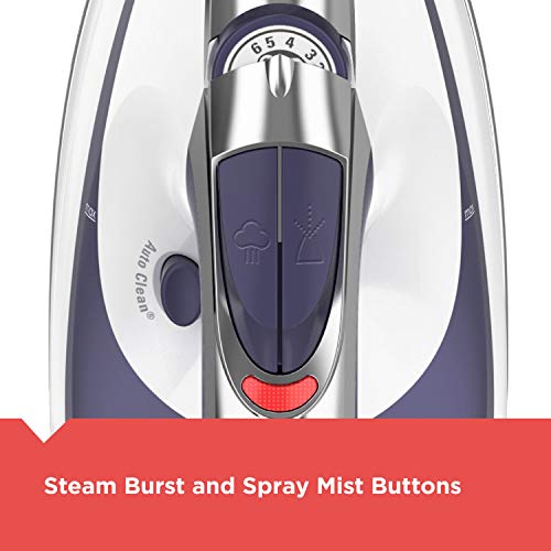 Black+Decker Advantage Steam Iron, Nonstick Stainless Steel Clothing Iron, White/Blue, IR1070SC - Image 6