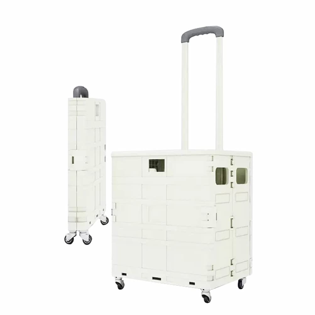 festival trolley， Large Foldable Shopping Cart, Secure Lid(Beige,75L)