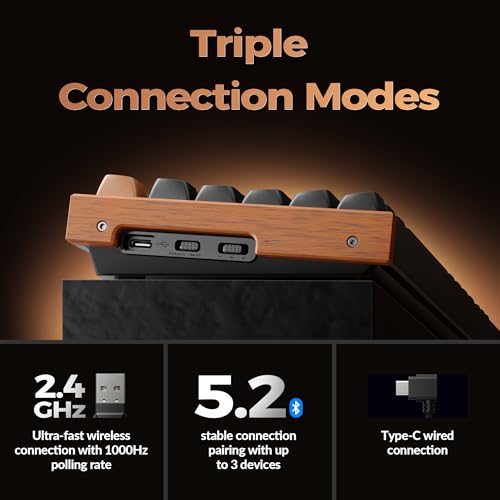 Image of Keychron K8 HE TKL Wireless Bluetooth 2.4G Wired Triple Mode Hot Swappable Hall Effect Keyboard with QMK VIA Aluminum+Wood Frame Rapid Trigger for Mac Windows Linux-Black