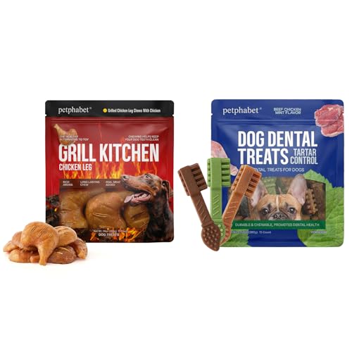 PETPHABET Grilled Chicken Leg Dog Chews + 3 Flavors Toothbrush Dental Treats