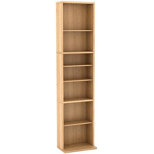 Farmahar 54" X 13"Adjustable Wood Media Storage Shelf Bookcase (114 Dvds, 261 Cds), Protects & Organizes Prized Music, Movie, Video Games, Chestnut Woodgrain #TOP4