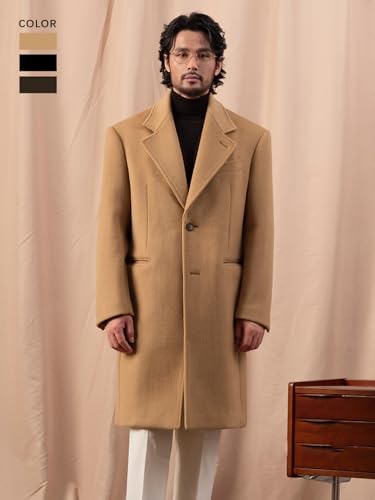 Men's Trench Coat Man Mid Long Jacket Formal Casual Peacoat Fall Winter Warm Overcoat 5