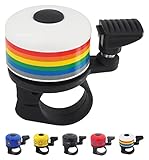 Mini Fahrradklingel - Weiß mit Buntem Regenbogen - Klingel passend für jedes Fahrrad - ideal für Kinder und Erwachsene