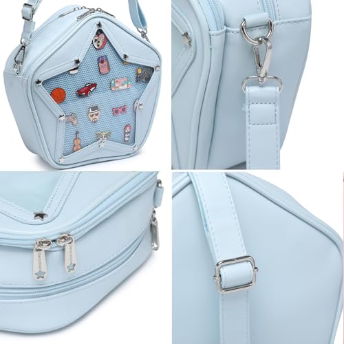 Image of Star PU Ita Crossbody Y2K Aesthetic Clear Pin Window Kawaii Anime Purse | Star Design For Cosplay, Meetups & Daily Y2K Outfits