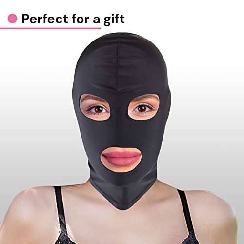 BDSM Maske von FOPS 100 % Spandex SM Maske S/M für Sklaven & Rollenspiele dehnbar bis 58 cm Augen & Mund frei atmungsaktiv & bequem perfekt für heiße Kontrolle & Reizspiele schwarz FOPS B23-1