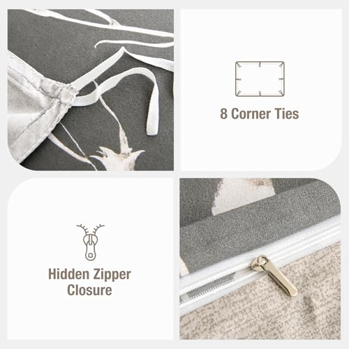 Image of Lekesky Grey Duvet Cover Set King Size, Reversible Vintage Print Comforter Cover King Size 3pc, Soft 100% Washed Microfiber Grey Bedding Sets with Zipper Ties and 2 Pillowcases