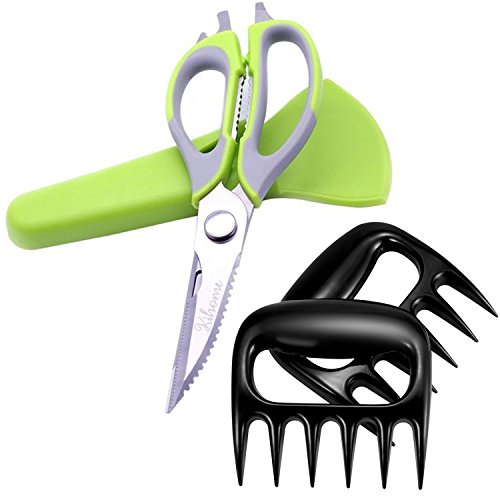 Bear Claws Meat Shredder and Kitchen Scissors, cut even Chicken Bones easily with the 8 in 1 Heavy Duty Shears for Poultry and the Strongest Meat Claws for Pulled Pork