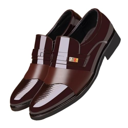 Men's Business Casual Fashion Simple Slip-on Shoes Oxfords(Brown6222,7)