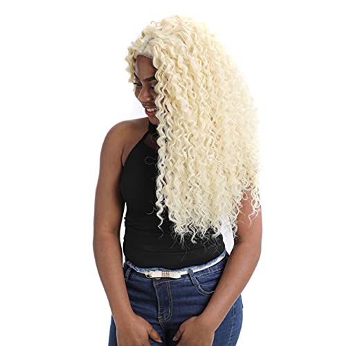 Perruque couvre-chef en dentelle longs cheveux bouclés blanc cassé - 8