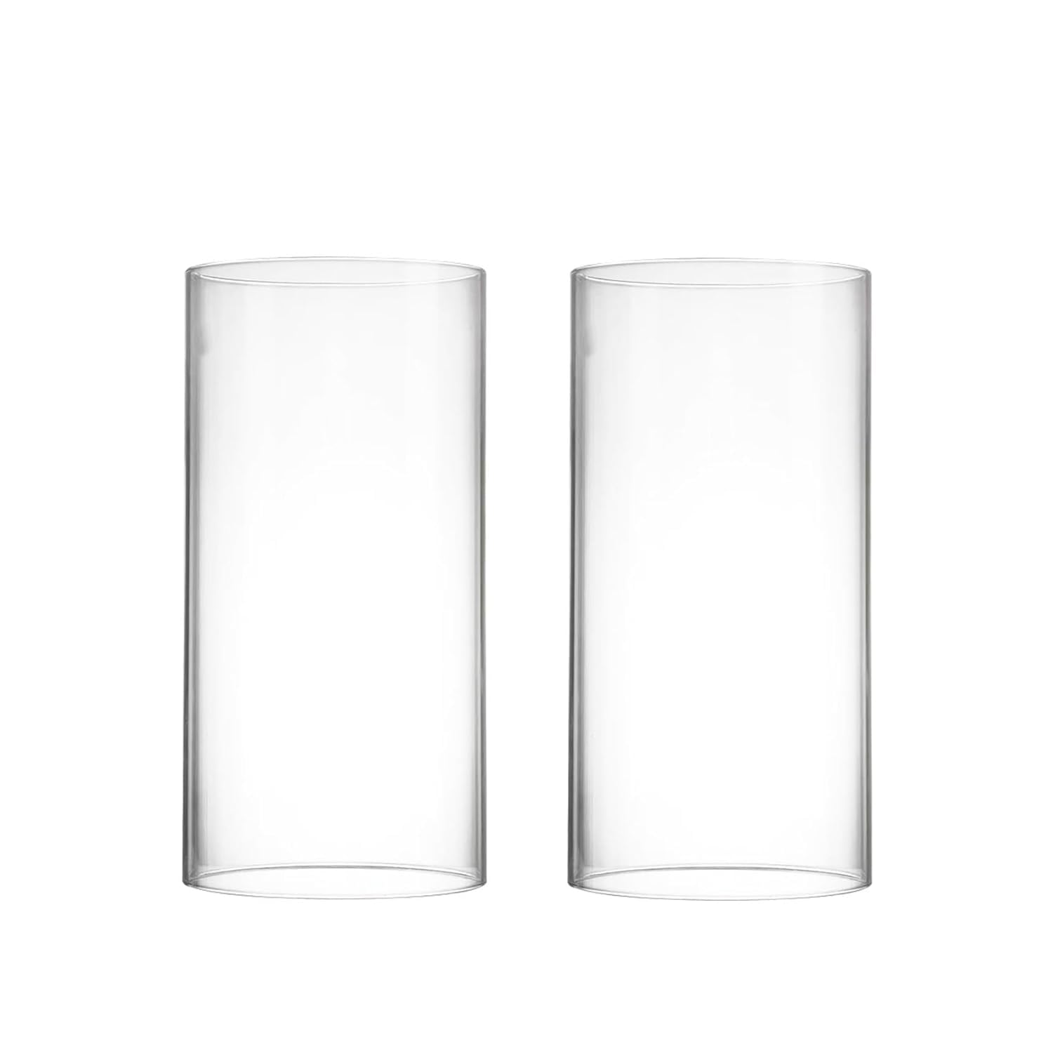 Rishabj Home Decoration Various Size Hurricane Candleholders, Chimney Tube, Glass Cylinder Open Both Ends, Open Ended Hurricane, Glass Shade Candle Holders Set of 2 (3" Wide x 5" Tall