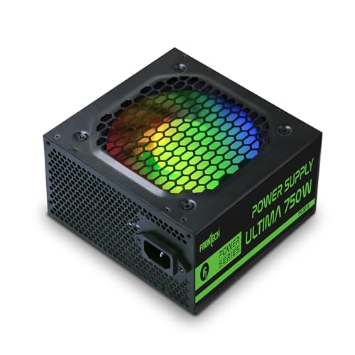 Image of Frontech Ultima 750W Power Supply | ATX 12V SMPS | 120mm RGB Fan | Sleeved Cables | 20+4 ATX, 4+4 CPU, 6+2 PCI-E, 4 SATA & 2 Molex | OCP /OVP /SCP Protection | 3-Year Warranty (PS-0016)