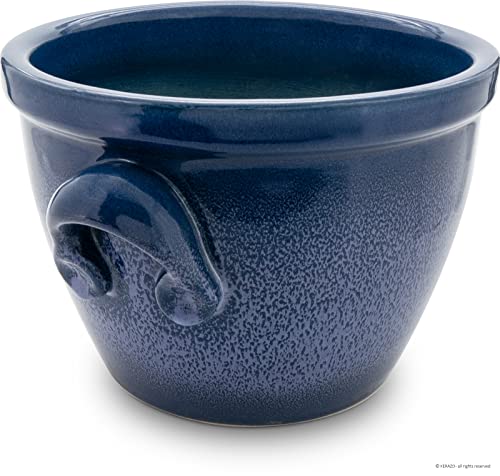Pflanzgefäß/Blumentopf/Pflanzkübel Venus II mit Henkel, 22 x 18 cm, blau (Kobalt) aus Steinzeug-Keramik (hochwertiger als Steingut)