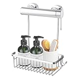 Multifonction : le plateau de douche sans perçage facilite le rangement du gel douche shampooing, et les crochets latéraux facilitent la suspension des bombes de bain, des rasoirs et d'autres petits objets.