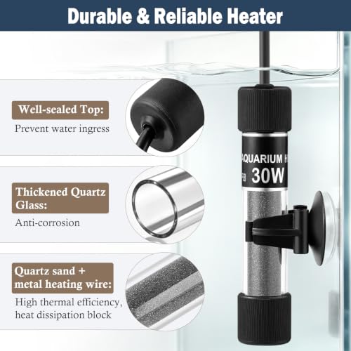 Image of HITOP 30W Finger-Sized Aquarium Heater, Mini Fish Tank Heater for 3-8Gallon