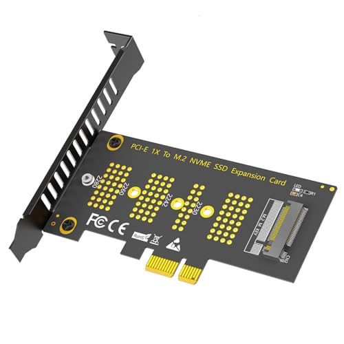 KAGAUOAS PCI-e 1X 4X to M.2 NVMe SSD Expansion Card, NGFF NVMe M.2 Key M SSD to PCI-E 3.0 X1 X4 Adapter- Support 2230/2242/2260/2280 SSD Sizes with LED Indicator (M.2 Key M to PCI-E X1)