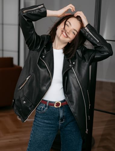 Thin Belt for Women Jeans Faux Leather Ladies Skinny Waist Belts for Dresses Pants with Trendy Gold/Silver Buckle2