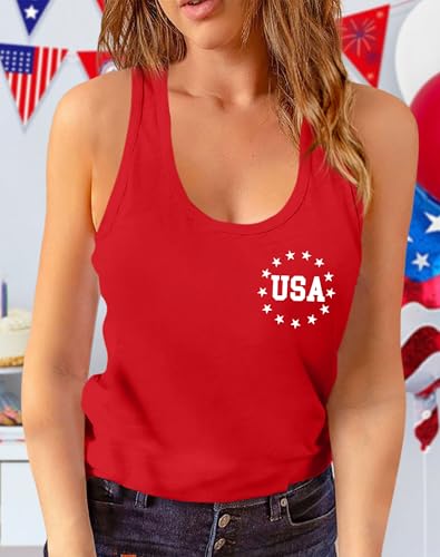 Image of Ithalt Womens American Flag Shirts 4th of July Outfits USA T-Shirt Patriotic Tank Shirt Fourth of July Sleeveless Tops