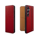 COGURE コグレ Galaxy S25 ケース 手帳型 スマホケース 本革 シュリンクカーフレザー カード収納 ABS&TPU衝撃保護ケース 耐衝撃 液晶保護 磁石なし ギフトボックス付き COGPH-S25 レッド