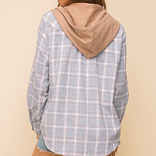 Zldhxyf Dames geruite capuchonjas hemd casual lange mouwen sweatjas cardigan hemdblouse hemdjas vintage Y2K boyfriend meisje jas met capuchon dunne mantel outwear outing stijl - Image 4