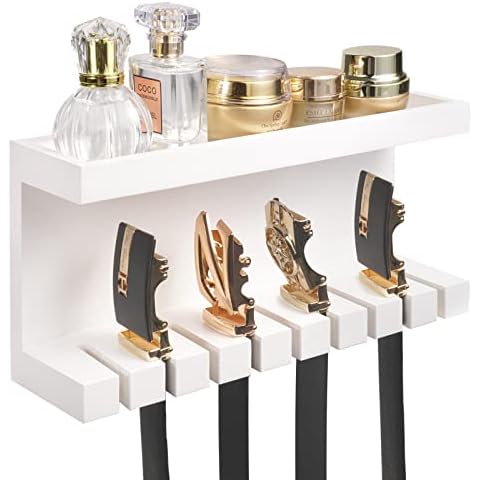 Yamahiko Belt Storage Organizer for Closet, Belt Hanger Wall Mounts with Double Shelving Platform, Universal Belt Rack Holder for Closet, Wall Closet Organizer Belt Hanger Rack for Men Women, White Cover