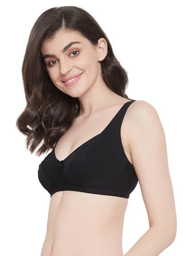 Image of Clovia Women's Non-Padded Non-Wired Full Cup Bra in Black - Cotton