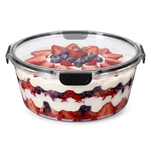 Punorric Trifle Bowl with Lid 110oz Trifle Dish Clear Large Dessert Bowls Salad Bowl with Lid Serving Bowls for Layered Desserts Fruit Salad Parties and Fridge Storage