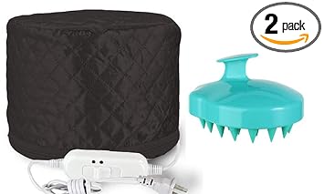 ZUNBELLA Black Hair Spa Cap Steamer Thermal Head Cap Treatment with Beauty Steamer Nourishing Heating Cap, Spa Cap For Hair, Spa Cap Steamer And Hair Scalp Massager Shampoo Brush (MULTI)