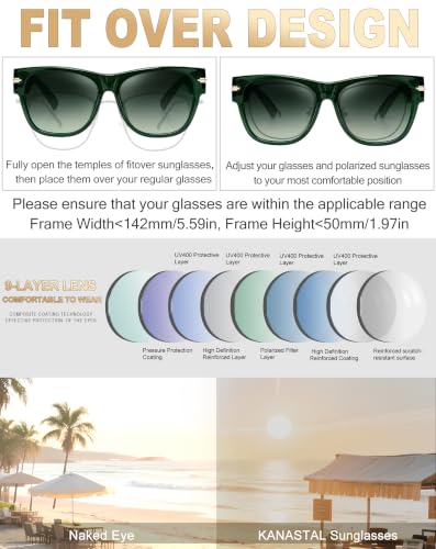 Image of KANASTAL Over Glasses Sunglasses Square Fit Over Polarized Sunglasses UV400
