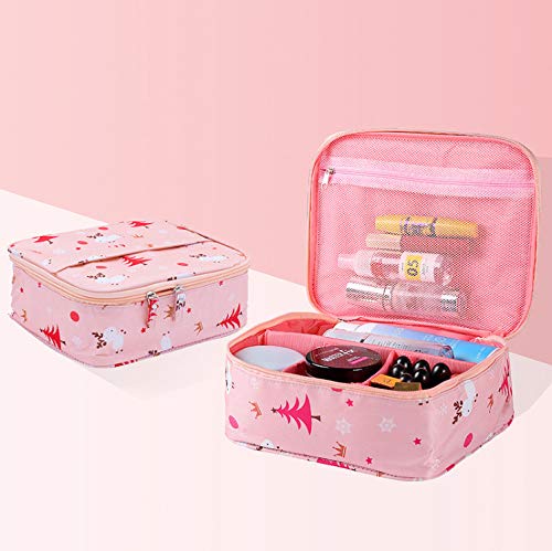Preisvergleich Produktbild Kosmetiktasche Make-Up Tasche Waschbeutel Frauen Tragbare Tasche Kulturbeutel Lagerung Wasserdicht Reisetaschen 22 × 18 × 8 Cm Pink Deer