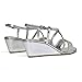 ESSEX GLAM Womens Low Heel Wedge Sandals Ladies Diamante Straps Silver Shoes Size 6