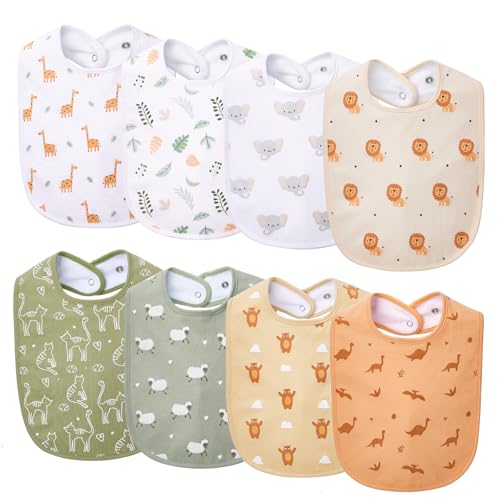 Lilian&Gema Baby Bibs 8 Pack Baby Drool Bibs for Boys Girls,Adjustable Unisex Soft Cotton Bibs for...