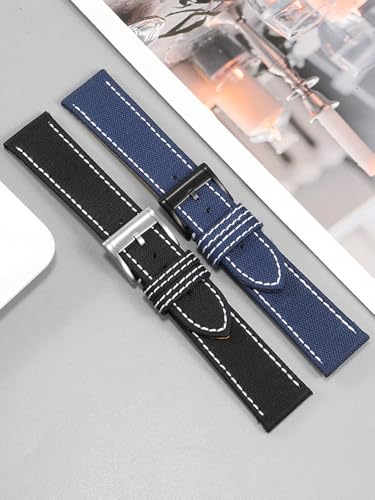 Bracelet montre cuir nylon Breitling Avenger Blackbird style pilote