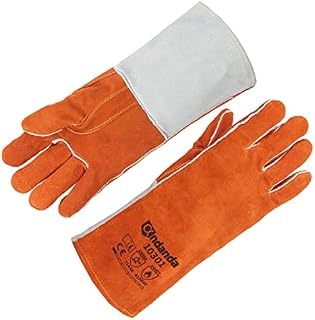 ANDANDA Leather Forge Welding Gloves, 13" Heat/Fire Resistant Gloves, Premium Split Leather, Kevlar Stitching, Provides Flames, Sparks and Welding Spatter Protection, Work Great for Welders