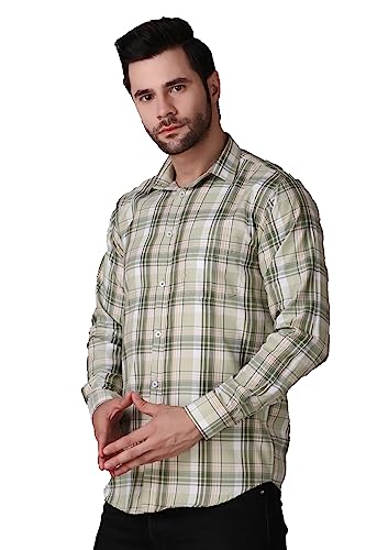 Image of Men's Regular Fit Checked Casual Shirt with Spread Collar