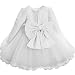 NNJXD Girls' Tulle Flower Princess Wedding Long Sleeve Dress For Toddler and Baby Girl Size 12-18 Months Pure White