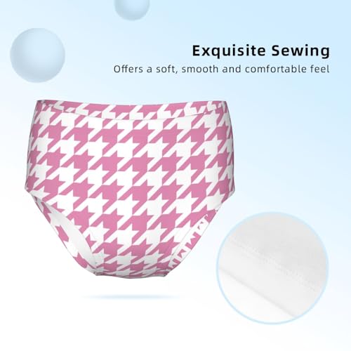 Pink Houndstooth Girls' Underwear Soft Cotton Little Girls Panties Comfort Briefs3