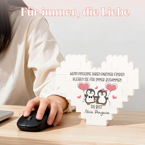 Giftota Valentinstagsgeschenk für Ihn & Sie – „Ich liebe dich“ Geschenk für Männer & Frauen, herzförmige Bausteine mit Glücksbringer - Jahrestagsgeschenk，Hochzeitstag, Geburtstag und Weihnachten