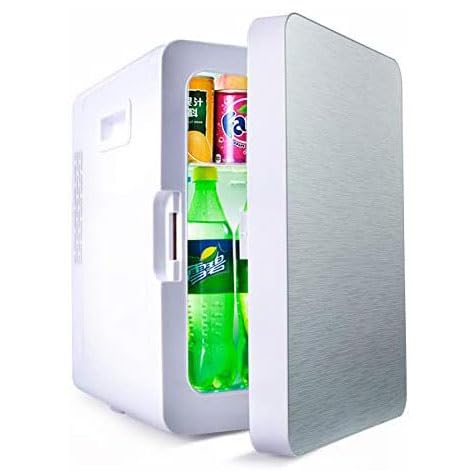 SZAJOR20L Small Portable Fridge, Car and Home Dual Use Mini Fridge, with Cooling and Heating Function, for Drinks, Beer, Fruits, Home and Travel,Silver