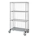 Quantum Storage Systems M2436CG47RE 4-Tier Wire Shelving Mobile Cart with 3-Sided Enclosure Using Rod and Tab, Stem Caster, 3 Wire and 1 Solid Shelf, Chrome Finish, 80