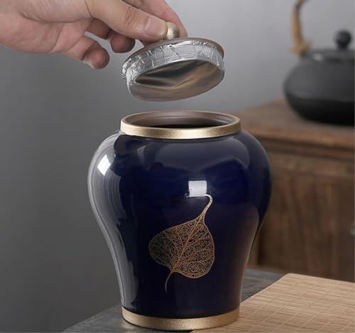 Słoik imbirowy, dekoracyjny, starożytna chińska porcelana, ceramiczny słoik na świątynię z zamkniętymi pokrywkami, do domu, kuchni, jadalni, słoik do przechowywania (rozmiar: 12 x 14 cm, kolor: A)
