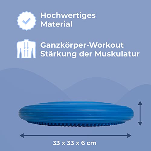 EVEREST FITNESS Balance Kissen - Luftkissen mit 33 cm Durchmesser - Ballsitzkissen zur Stärkung der Balance - Orthopädisches Sitzkissen zur Linderung von Rückenschmerzen, Balance Pad – dunkelblau