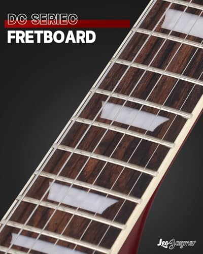 Image of Leo Jaymz 39 Inch Double Cut Solid Body Electric Guitar - Poplar Wood Body,Maple Neck and Laurel Wood Fretboard (DC Red)