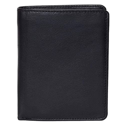 DiLoro Black Nappa Genuine Leather Large Capacity Bifold Wallet (RFID Blocking)