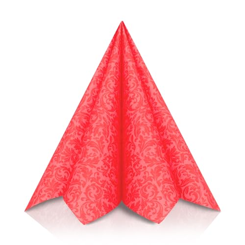 Serviettes papier motifs rouge effet tissu pour éviter les corvées de lavage de table