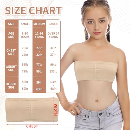 Girls Bandeau Top Bra with Clear Straps,Training Bralette Seamless Nude Sports Tube Strapless Longline Crop for Teens4