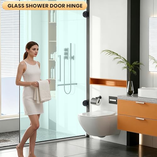 Alise Glass Shower Door Hinge,90 Degree Hinge for Bathroom Door(Black,1P) — view 2