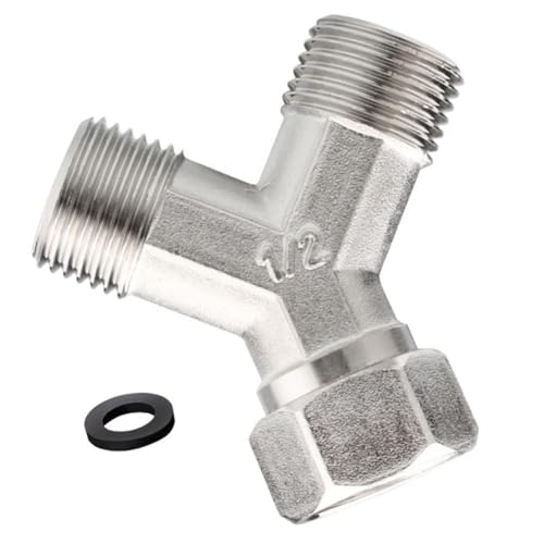 EasyByMall Répartiteur en Y pour robinet de lave-vaisselle et machine à laver en cuivre 1,27 cm BSP double sortie pour alimentation en eau chaude et froide