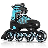 Inline Skates for Adults Men Women, Adjustable Aggressive Durable Roller Skates with Giant Wheels, High Performance Skates for Male Female Teal Size 8 9 10 11